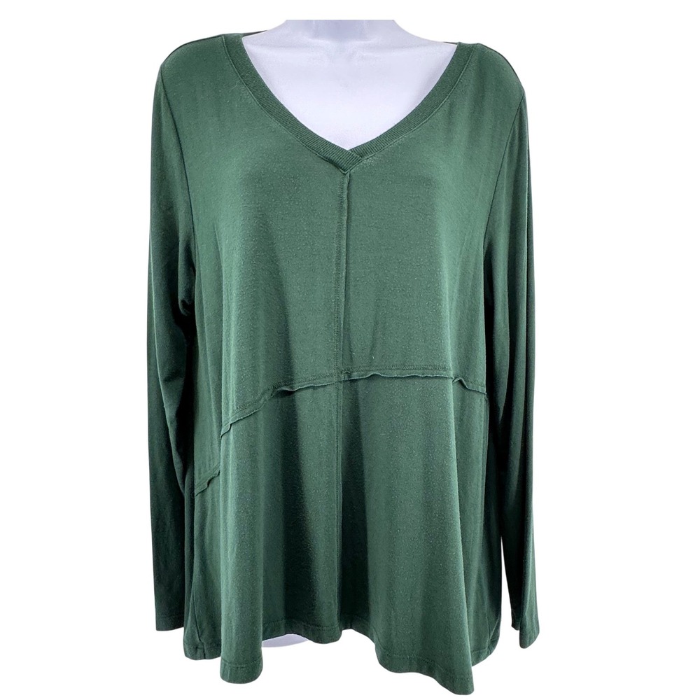 Soft Surroundings V-Neck Long Sleeve Top Tunic Loungewear Soft Womens L Green